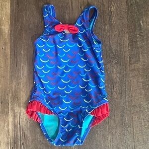 CAT & Jack Red White & Blue Ruffle Swimsuit Size 18mo